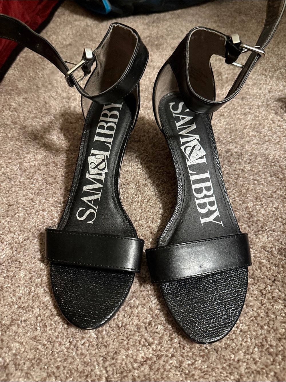 Sam & Libby Black Ankle Strap Open-Toe Sandals
